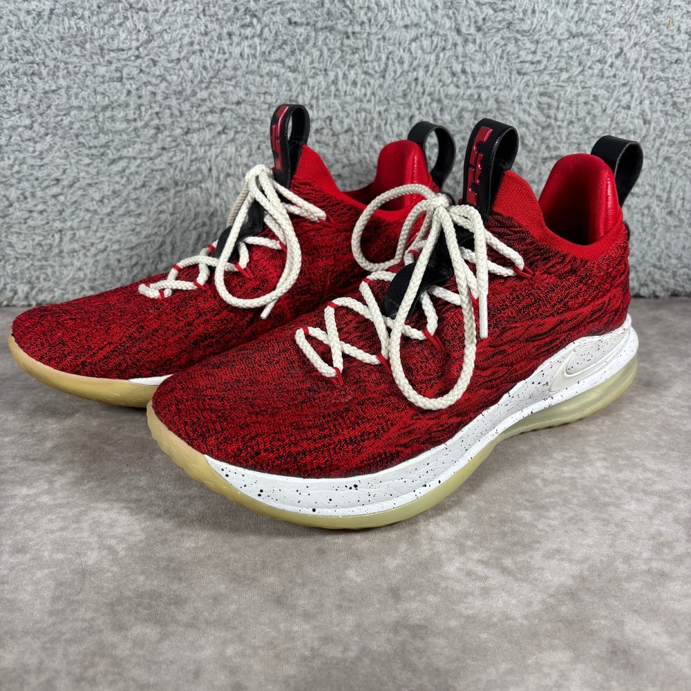 Nike LeBron 15 Low University Red Black White AO1755-600 Mens 8.5 Basketball
